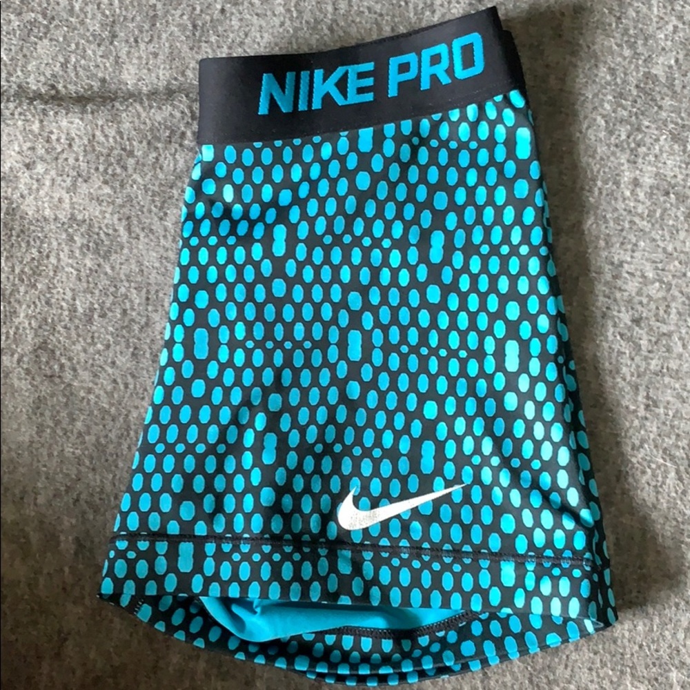 Nike Pro Black and Teal Spot Compression Shorts